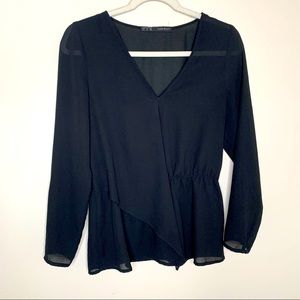 Zara Basic Layered Blouse Elastic Waist Flowy
